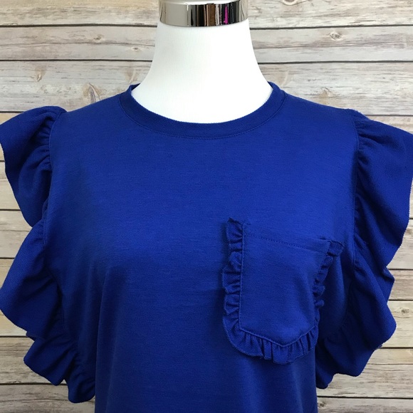 NEW Anthropologie DREW Cobalt Blue Sweater Blouse - Picture 2 of 7